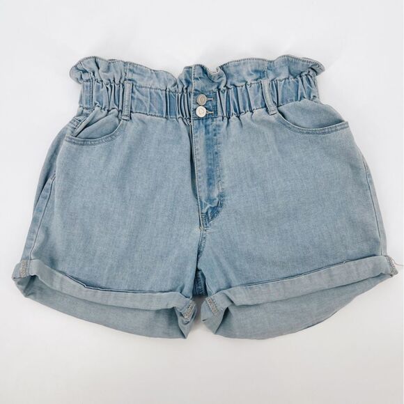 American Bazi High Waisted Paperbag Denim Shorts M - Picture 2 of 11